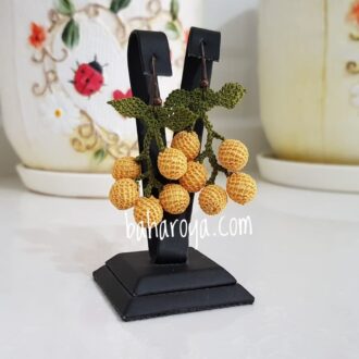 İğne Oyası Salkım Küpe Sarı