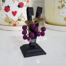 Needle Lace Bunch Earrings Purple