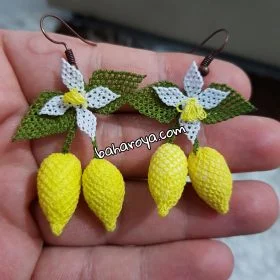Needle Lace Lemon Earrings With Flower