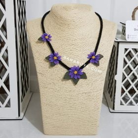 Needle Lace Garden Flower Necklace No: 2 Lilac