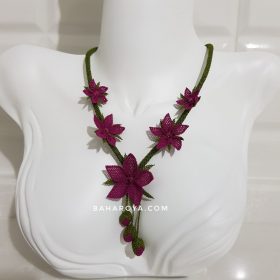 Needle Lace Bilgin Necklace Fuchsia