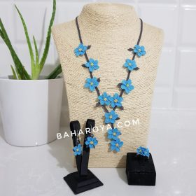 Needle Lace Havva Necklace - Earrings - Ring Set Blue