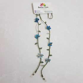 Handmade Turkish Crochet Needle Lace Flower Eyeglass Strap Blues