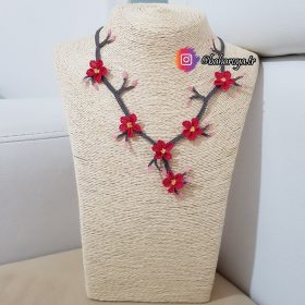 Needle Lace Ecrin Necklace Pink - Gray