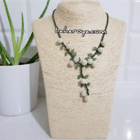 Handmade Turkish Crochet Needle Lace Pearl Necklace Cream
