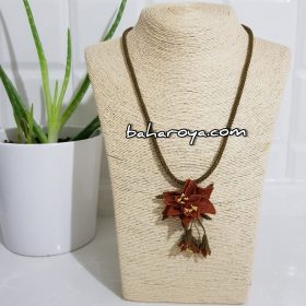 Handmade Turkish Crochet Needle Lace Pendulum Tubular Necklace Brown