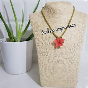 Handmade Turkish Crochet Needle Lace Tubular Single Flower Necklace Orange