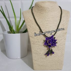 Handmade Turkish Crochet Needle Lace Pendulum Tubular Necklace Purple No: 2