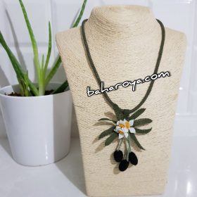 Handmade Turkish Crochet Needle Lace Tubular Olive Necklace