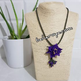 Handmade Turkish Crochet Needle Lace Pendulum Tubular Necklace Purple