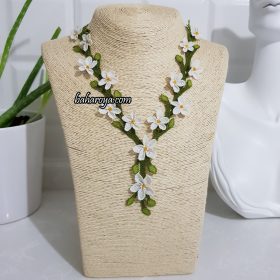 Handmade Turkish Crochet Needle Lace Delilah Necklace White