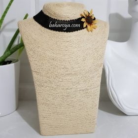 Handmade Turkish Crochet Needle Lace Choker Sunflower Necklace (Black Cord) Big