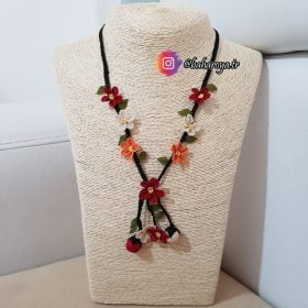 Needle Lace Garden of Suna Necklace Red