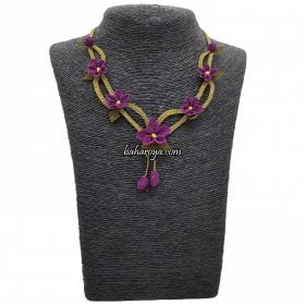 Needle Lace Ivy Necklace Purple