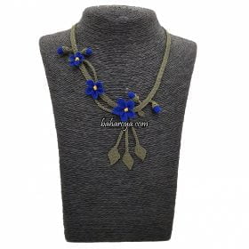 Needle Lace Ivy Necklace No: 2 Navy Blue