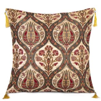 45x45 cm Lale Desenli Minder No: 1 Krem