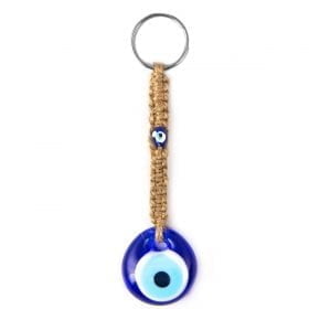 Wicker Macrame Evil Eye Keychain