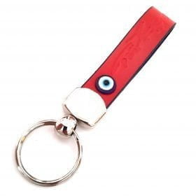 Vegan Leather Evil Eye Car Keychain / Ribbon Keychain Red
