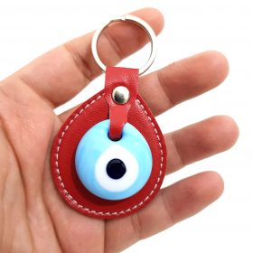 Rain Drop Evil Eye Keychain Red - Ice Blue
