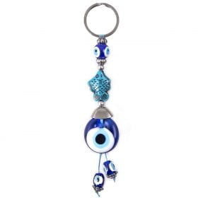 Turquoise Fish Evil Eye Keychain