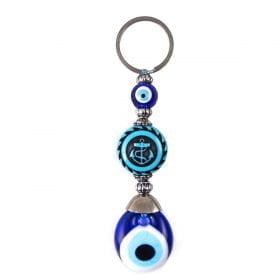 Turquoise Rudder - Anchor Evil Eye Keychain