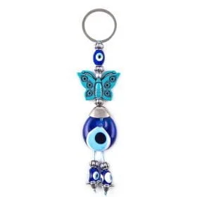 Turquoise Butterfly Evil Eye Keychain