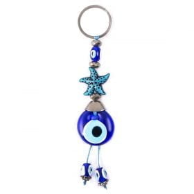 Turquoise Star Evil Eye Keychain
