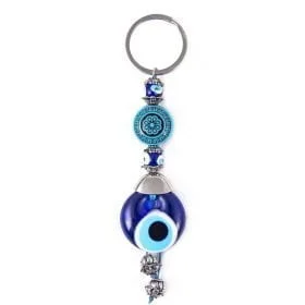 Turquoise Round Evil Eye Keychain