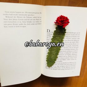 Needle Lace Carnation Bookmark Red