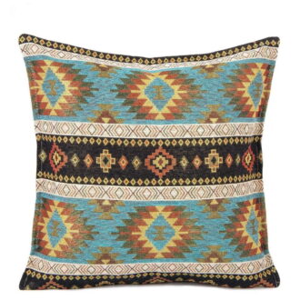 45x45 cm Goblen Kilim Minder Turkuaz - Siyah