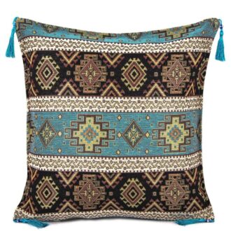 45x45 cm Goblen Siyah-Turkuaz Minder