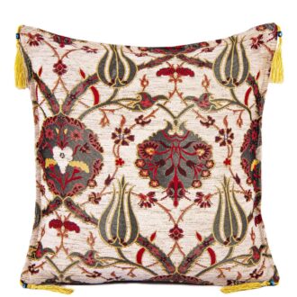 45x45 cm Lale Desenli Minder No: 2 Krem