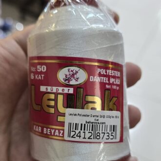 Leylak Polyester Dantel İpliği 100g No: 50 6 Kat - Kar Beyaz