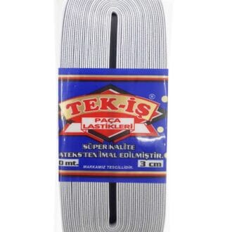 Tekiş Lastik Paça 3cm 10 mt - Beyaz